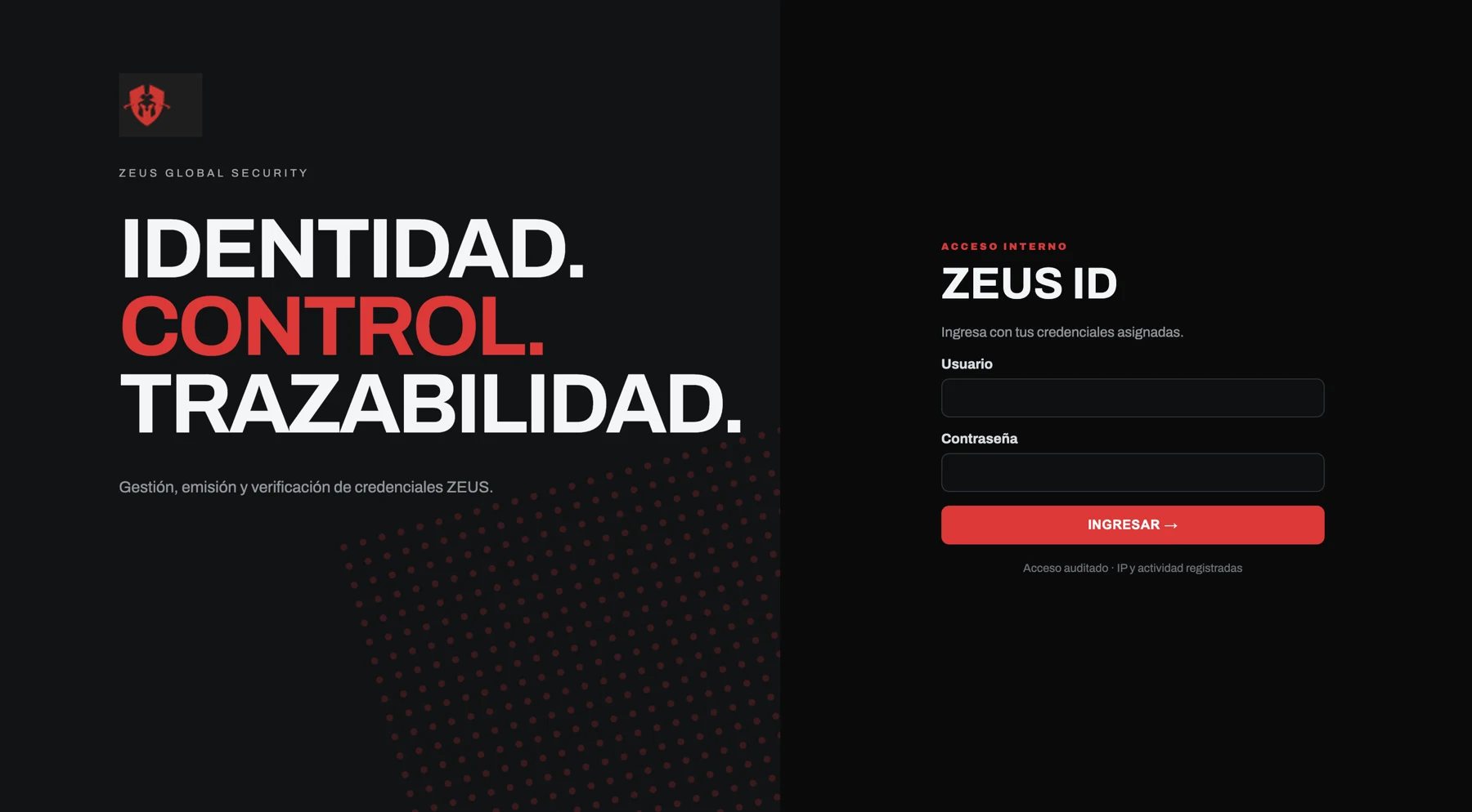 Interfaz de ZEUS ID
